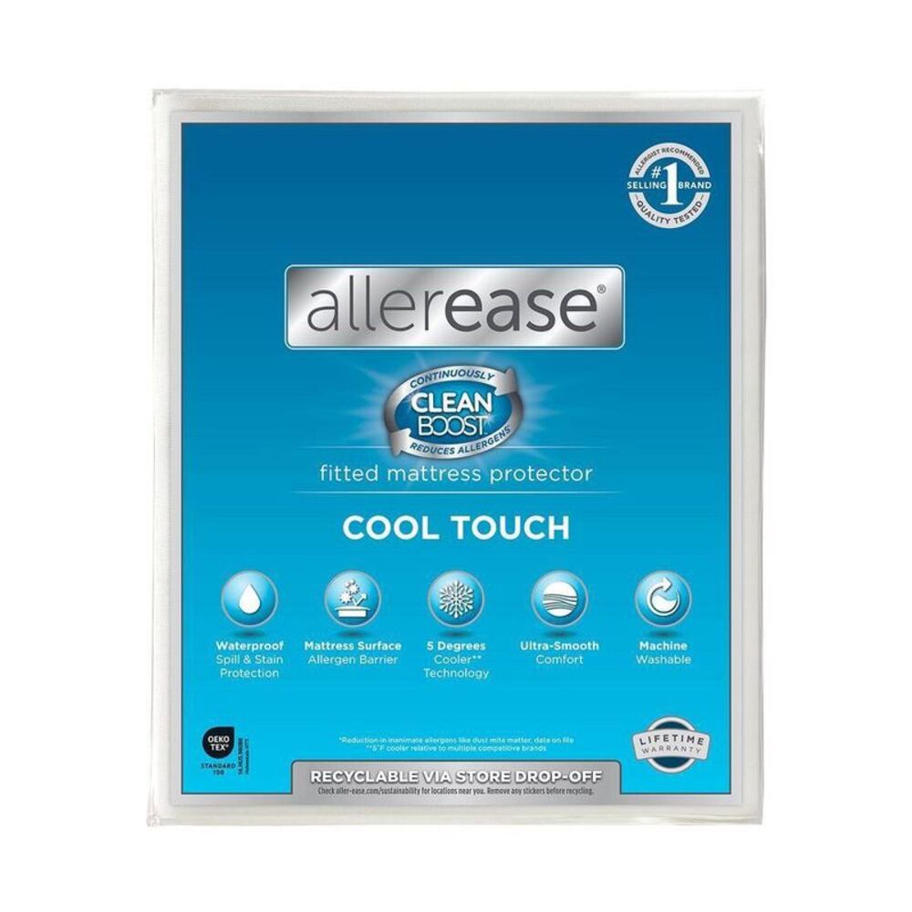 AllerEase Cool Touch Fitted Mattress Protector - White